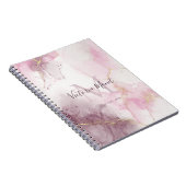 ピンクのMauve金ゴールド静脈大理石スクリプトフォト ノートブック (右側)