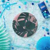 ピンクのMonsteraの葉 ペーパープレート (パーティー)