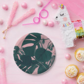 ピンクのMonsteraの葉 ペーパープレート (パーティー)