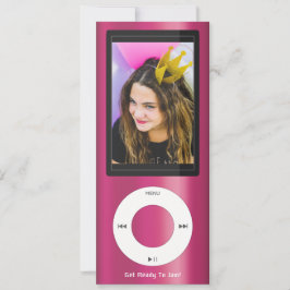 ピンクのMP3ミュージックプレーヤー 誕生日 招待状