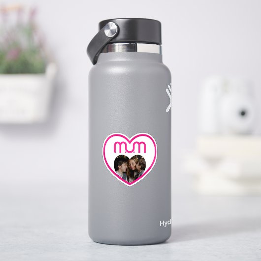 ピンクのMUM Loveフォトフレーム シール (HydroFlask)