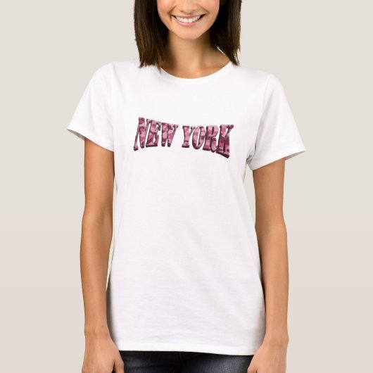 ピンクのNEW YORKウェアラブルアート Tシャツ (正面)