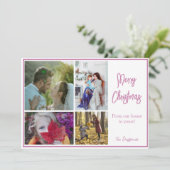 ピンクのNoelフォトクリスマスカード シーズンカード (スタンド正面)