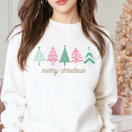 ピンクのNOELボホクリスマスツリー陽気なクリスマスかわいい スウェットシャツ