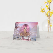 ピンクのnotecard カード (黄色い花)