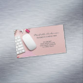 ピンクのOffice宇宙の背景 マグネット名刺 (インサイチュ)