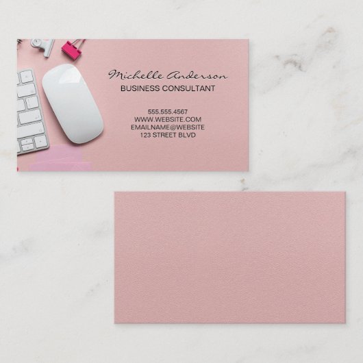 ピンクのOffice宇宙の背景 名刺 (正面/裏面)