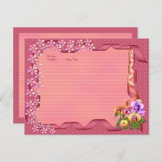 ピンクのPosyのレシピカード 招待状 (正面/裏面)