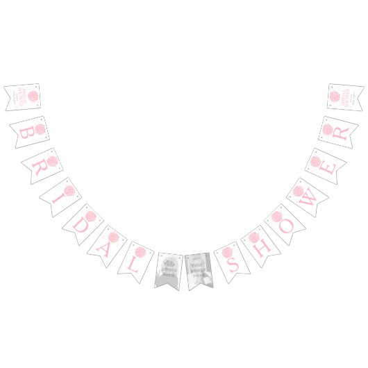 ピンクのposyブライダルシャワー写真のバンティングフラグ バンティングフラッグ (全)