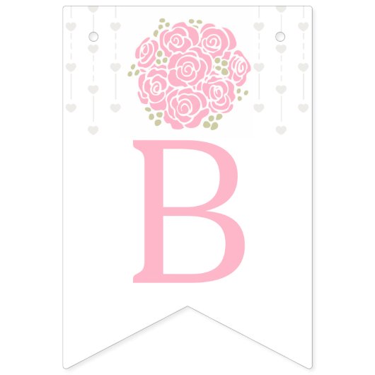 ピンクのposyブライダルシャワー写真のバンティングフラグ バンティングフラッグ (第2の旗)