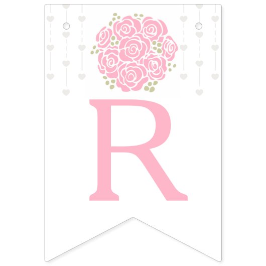 ピンクのposyブライダルシャワー写真のバンティングフラグ バンティングフラッグ (第3の旗)