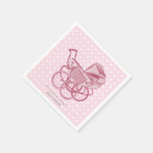 ピンクのPramハートベビーシャワーパーソナライズされたエレガント スタンダードカクテルナプキン (角)