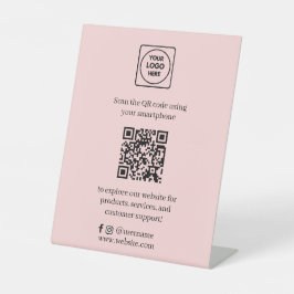 ピンクのQRコード | スキャンしてね ソーシャルメディア ビジネス 台座サイン