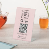 ピンクのQRコード | Google Pay 非接触決済 台座サイン (インサイチュ)