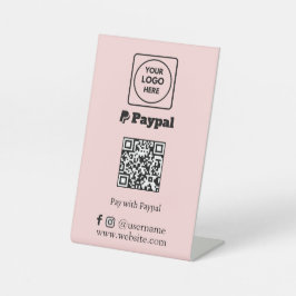 ピンクのQRコード | PayPal スキャンして支払う ビジネス ロゴ 台座サイン