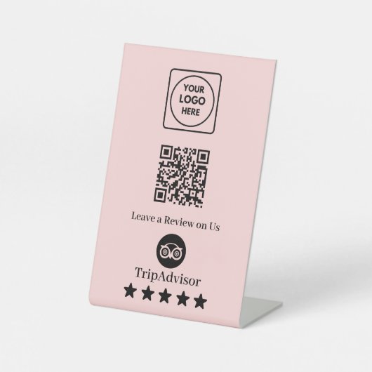 ピンクのQRコード | Tripadvisorレビュー表示 台座サイン (正面)
