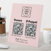 ピンクのQRコード|Venmo PayPal スキャンして支払うロゴ 台座サイン (インサイチュ)