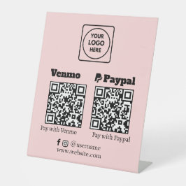 ピンクのQRコード｜Venmo PayPal スキャンして支払うロゴ 台座サイン