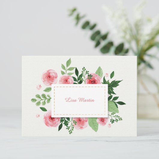 ピンクのRanunculusの花は感謝していしています サンキューカード (スタンド正面)