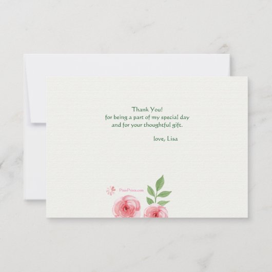 ピンクのRanunculusの花は感謝していしています サンキューカード (裏面)