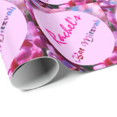 ピンクのRedbudはパーソナライズなバルミツワー活気付きます ラッピングペーパー (ロールコーナー)