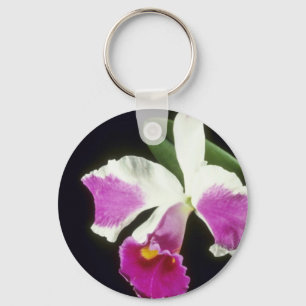 ピンクのRemo Prada 「王冠」の(Laeliocattelaya)花 キーホルダー