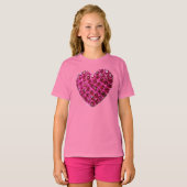 ピンクのrhinestone loveハートtシャツ tシャツ (正面フル)