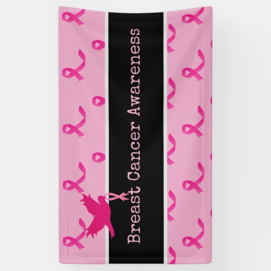 ピンクのRibbonBannerを持つ乳がん   認識度 横断幕 (縦)