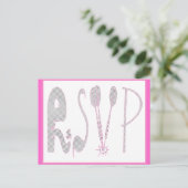 ピンクのRSVPカード インビテーションポストカード (スタンド正面)