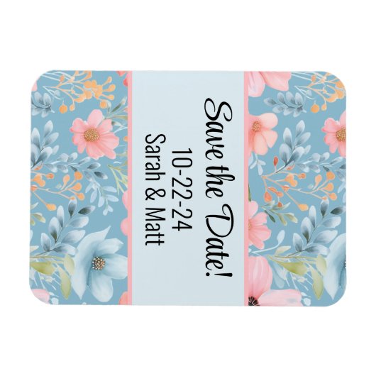 ピンクのSave the Date マグネット (横)