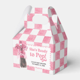 ピンクのShe's Ready to Pop ベビーシャワー フェイバーボックス