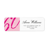 ピンクのSixty and Fabulous Script 60歳の誕生日パーティー ラベル (正面)