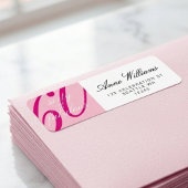 ピンクのSixty and Fabulous Script 60歳の誕生日パーティー ラベル