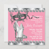 ピンクのSweet sixteenマスカレードパーティの招待状 招待状 (裏面)