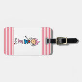 ピンクのTシャツおよびギフトの女性のカーボーイ ラゲッジタグ (正面横)