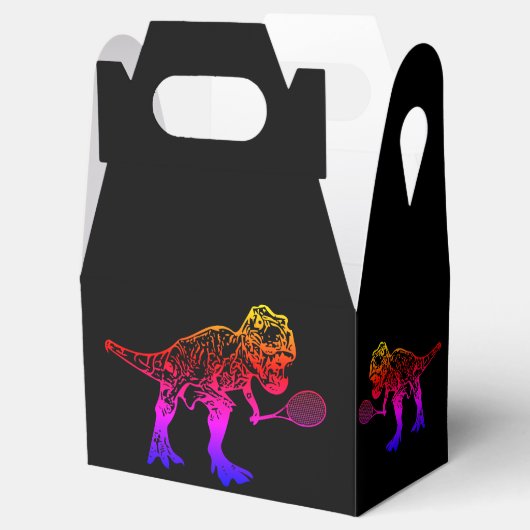 ピンクのTレックス恐竜テニス選手オンブラック フェイバーボックス (オープン)