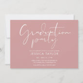 ピンクのThen And Now 4枚の写真を使った卒業パーティー 招待状 (裏面)