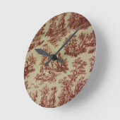 ピンクのToile ラウンド壁時計 (傾斜)