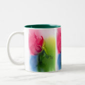 ピンクのTriflower ツートーンマグカップ (左)