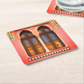 ピンクのWindowsフォトカスタムコースター スクエアペーパーコースター (アングル)