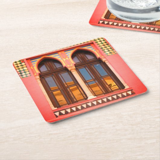 ピンクのWindowsフォトカスタムコースター スクエアペーパーコースター (アングル)