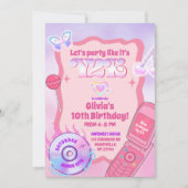 ピンクのY2Kパーティーを2000s誕生日に戻す 招待状 (正面)