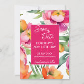 ピンクはっきりしたがかったオレンジ色の夏の花の誕生日パーティー セーブザデート (正面)