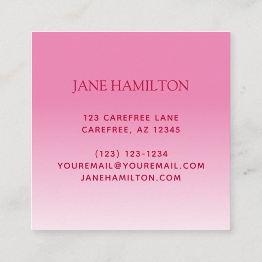 ピンクはっきりしたがかった赤いモノグラムの風船 スクエア名刺 (裏面)