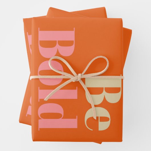 ピンクはっきりしたとやる気を起こさせるオレンジ色のことわざ ラッピングペーパーシート (インサイチュ)