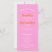 ピンクはっきりしたとオレンジのカラフル結婚式 プログラム (正面)