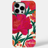 ピンクはっきりしたとオレンジのフローラ名パーソナライズされた Case-Mate iPhoneケース (裏面)