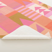 ピンクはっきりしたとオレンジの幾何学的パターン シェルパブランケット (3/4)