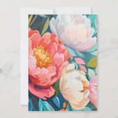 ピンクはっきりしたとオレンジの花嫁の開花ブライダルシャワー 招待状 (裏面)