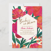 ピンクはっきりしたとオレンジの花嫁の開花ブライダルシャワー 招待状 (正面)